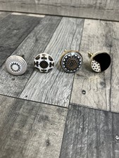 Anthropologie Home Knob Knobs Set of 4 Black & White Mix & Match Boho Art Deco