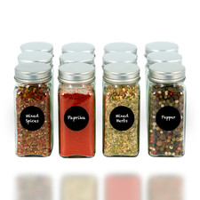 12 x GLASS SPICE JARS WITH