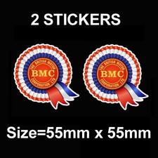 2 X BMC ROSETTE HELMET CAR BIKE GLASS CLASSIC RETRO CAR DECALS STICKERS