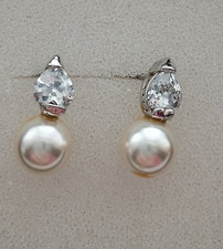 Vintage Bridal Earrings Ciro Faux Pearl & Crystal drop, Excellent Cond & Quality