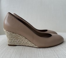 L K Bennett Eevi Nude Leather Wedge Heel Court Shoes Size EUR 35 NEW WITHOUT BOX