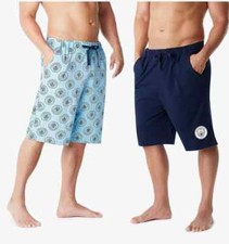 Manchester City F.C. Mens 2 Pack Lounge Cotton Shorts Sleep PJ, Navy/Sky Blue