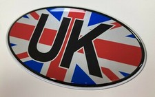 UK Oval 75mm x 43mm Union Jack Car Van Sticker Black-Red-Silver-Blue  DOMED GEL