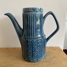 Sadler Coffee Pot Teal Blue England Vintage Retro Kitchen 1960s Geometric - 21cm