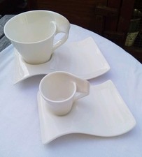 Villeroy Boch New Wave - White Large Cup & Saucer, Small Cup & Saucer, 1748