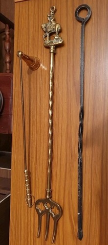 Wrought iron poker with brass - wrought,