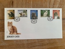 JERSEY 1994 FDC CATS PERSIAN SHORTHAIR SIAMESE MAINE COON NON PEDIGREE MOGGIES