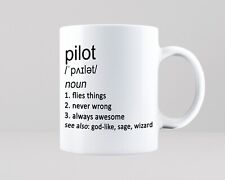 Pilot Mug Coffee Tea Cup Gift Job Work Funny Plane Helicopter Fly Flying Airline