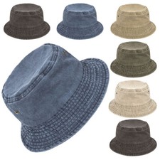 Stonewashed Cotton Bucket hat UV Sun Protection Breathable Beach Holiday Travel