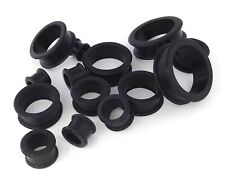 PAIR (2 pcs) Superflex Black / Clear Silicone Ear Flesh Tunnels