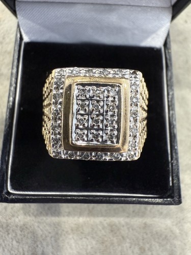 9ct gold men diamond - 9ct, ring