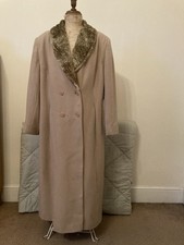 A Camel Ladies Swing Coat by Essentials with A Faux Astrakhan Fur Collar