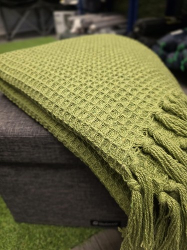 Recycled cotton throw green - recycled,