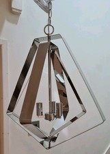 Geometric 3 Way Hanging Pendant Light Chrome Chandelier - Chain - New. 