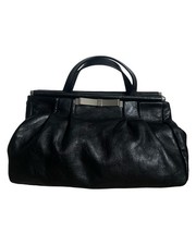 Vintage Miu Miu Black LeatherSilver Bow Top Handle Hand Bag