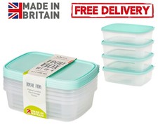 4 x 1 Litre Plastic Food Storage Containers Set Microwave Freezer Safe BPA Free