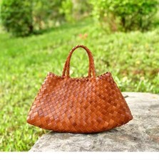 Genuine Leather Woven Basket