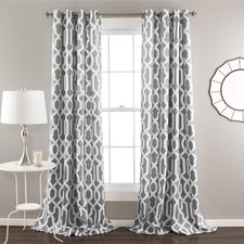Lush Decor Edward Trellis Curtains (Pair), Gray, 52" W x 84" L
