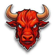 Red Angry Spanish Bull Head