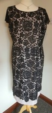 Ladies Jacques Vert Black Lace Dress With Cream Under Dress. Fully Lined. Smart
