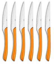 set of 6 Amefa steak knives pizza knifes orange eclat kaleidoscope