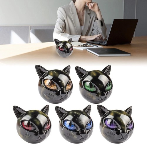 Black cat head sculpture - black,