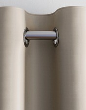 Next Cotton Blackout Thermal Eyelet Curtains Dark Natural,  W118 CM Drop 183 CM