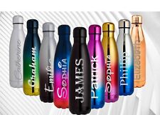 Personalised Water Flask Bottle Stainless Steel Vacuum Insulated Chilly 500ml