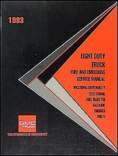 1993 GMC Fuel and Emissions Shop Manual Pickup Truck Van Sensors FI ECM Service