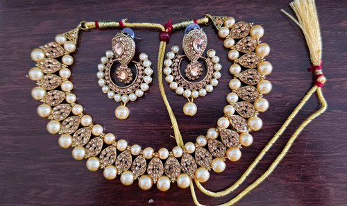 Gold tone imitation pearl - tone,