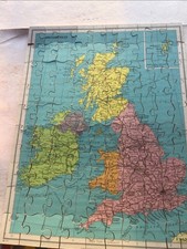 Vintage VICTORY Plywood Jigsaw Puzzle ' British Isles Map ' 100 Pieces 1960's