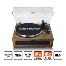 LENCO LS-410WA - Turntable 4x Speakers Bluetooth - Wood - NEW (Slight Damage)