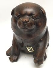 Bronze Okimono Akita Dog Puppy