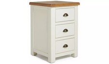 3 Drawer Bedside Table Cabinet Cream & Oak Finish Argos Home Kent - New Boxed