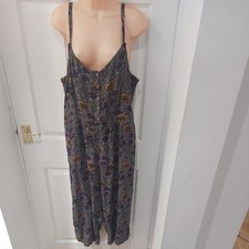 FAT FACE grey Floral Print Jumpsuit womans Size UK 16 Crop All in One *flaw 