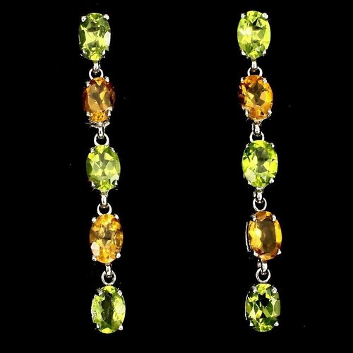 Silver earrings citrine - earrings,