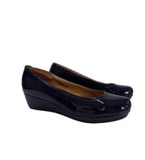 Pavers Shoes Blue Low Wedge