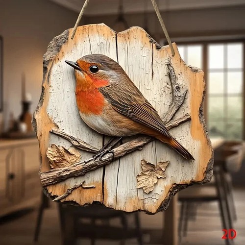 Wooden robin design wall - robin,