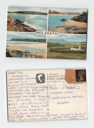 Vintage postcard polzeath - vintage,