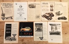 ALVIS CARS  -   1930s  -   LARGE JOB LOT OF  9  ADVERTS  -  ORIGINAL