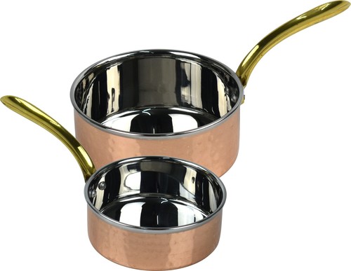 Copper sauce pan with brass - copper,