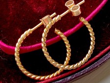 Vintage Gold 9ct Hoop Twist Earrings Hallmarked 1979 solid yellow gold