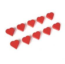 Red Wooden Heart Tokens Pack