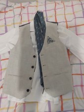 Boys White Next Shirt and Grey Linen Waistcoat Age 9