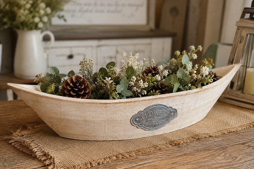 Wooden boat centerpiece bowl - wooden,