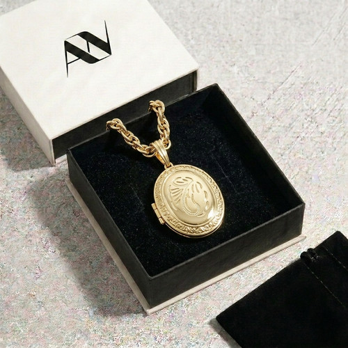 Vintage gold oval locket - vintage,