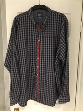 BEWLEY & RICH Button-Down Collar Long Sleeve Black & Grey Check Shirt - size 3XL