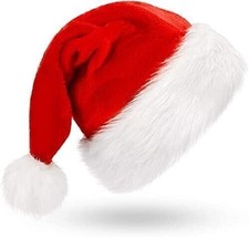 Soft  Classic Christmas Santa velvet Hat Adult Warm Red And White Festive