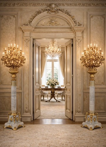 Pair marble bronze baroque - pair,,