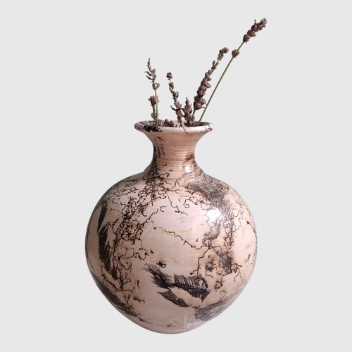 Studio pottery raku vase hand - pottery,